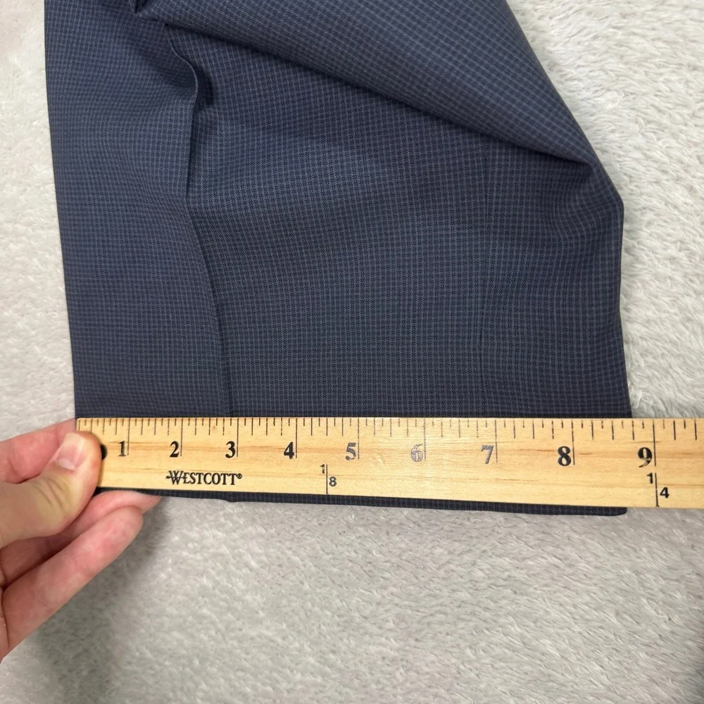 Hugo Boss Men's 36x33 Dress Pants Blue Check Plaid Trousers Straight Fit Wool